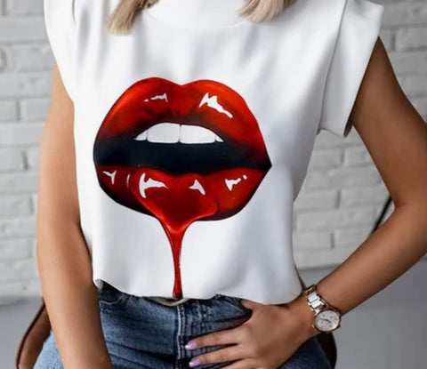 Lip Print Tops