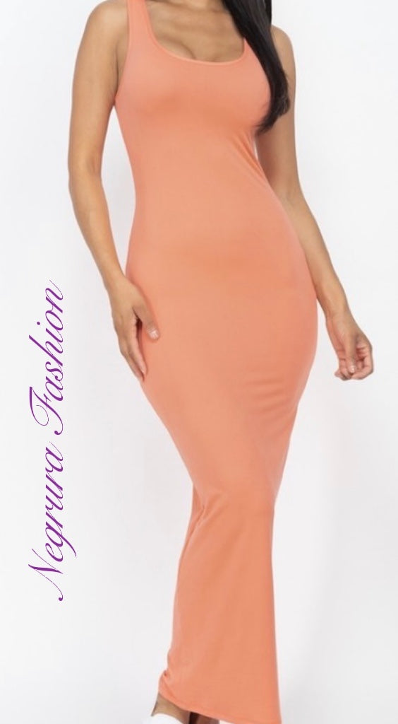 Solid Basic Maxi Bodycon Dress